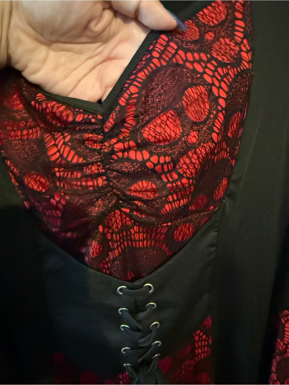 Black & Red Lace Gothic Corset Tunic top - Picture 8 of 11